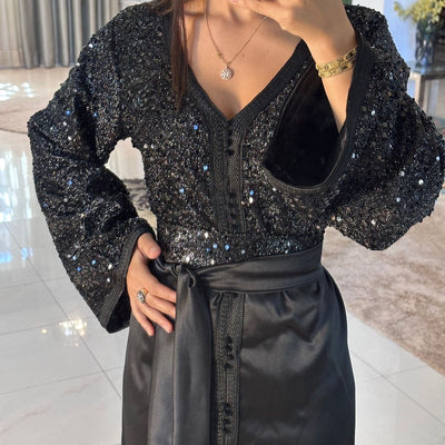 Caftan Nuit Impériale – Noir Étoilé